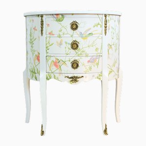 Louis XV Chest with Floral Design and Marble Tops, 1950s