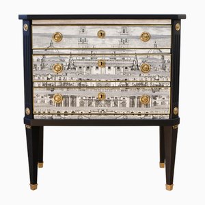 Fornasetti Design Three Drawer Chest with Marble Top, 1950s