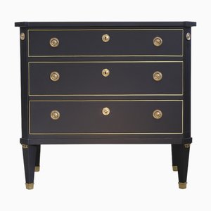 Gustavian Drawer Chest in Painted Super Finish Black, 1950s