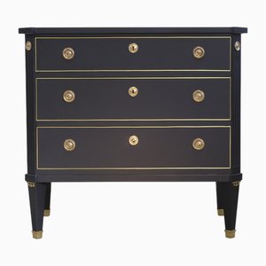 Schwarz lackierte Gustavian Schubladenkommode, 1950er