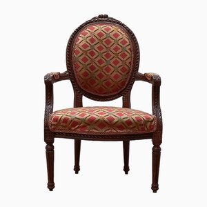 Vintage Fabric and Wood Medallion Chair