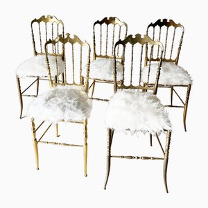 No. 5 Brass Chairs by Giuseppe Gaetano Descalzi, 1950s, Set of 5