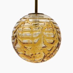 Lámpara colgante bola de cristal de Murano amarillo de Doria Leuchten, años 60