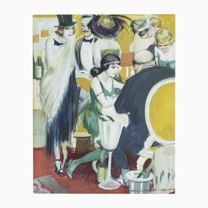 Kurt Heiligenstaedt, Roaring Twenties Cocktail Party, 1950s, Watercolor