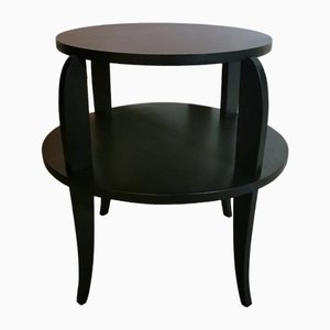 French Art Deco Black Round 2-Top Tea or Coffee Table, 1930s