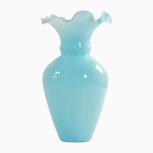 Italian Blue Opaline Glass Vase, Florence, Italy, 1970s