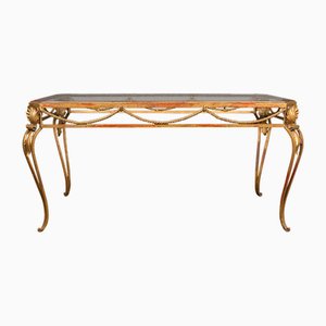 French Art Nouveau Glazed Coffee Table in Brass, Early 20th Century
