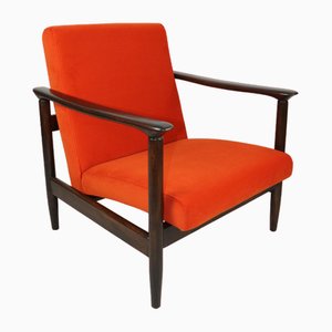 Sillón GFM-142 de terciopelo naranja atribuido a Edmund Homa, años 70