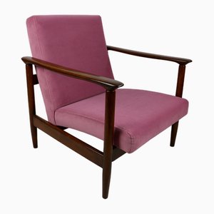 GFM-142 Sessel aus rosa Samt, Edmund Homa zugeschrieben, 1970er
