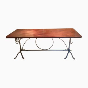 Art Nouveau Dining Table with Wrought Iron Legs