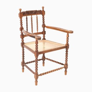 Jacobean Style Stained Beech Bobbin Armchair, 1900s