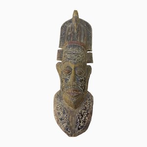 African Mask in Carved Wood, 1950s