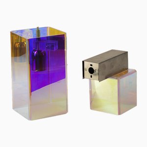 Didodado Iridescent Acrylic Glass Pendant and Wall Light from Emporium, 1990s, Set of 2