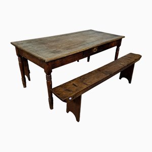 Table with Tuscan Benches, Set of 3