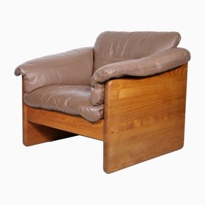 Teak and Leather Armchair by Mikael Laursen, 1970s