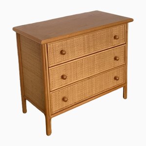 Mueble con cajones de bambú y ratán, años 70