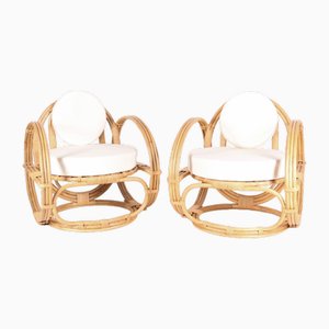 Set of Hoop Armchairs in Rattan