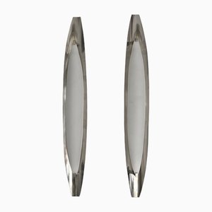 Mid-Century Modern Model 2254 Metal and Opaline Glass Sconces by Fontana Arte, Italy, 1960s, Set of 2