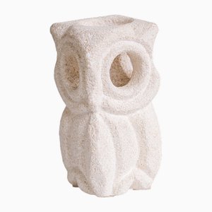 Small French Sandstone Owl Table Lamp by Albert Tormos