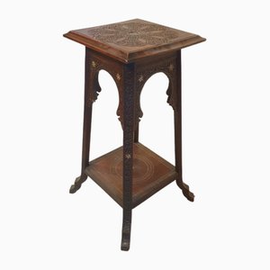 Mid-Century Arabic Style Tall Inlaid Wood Table