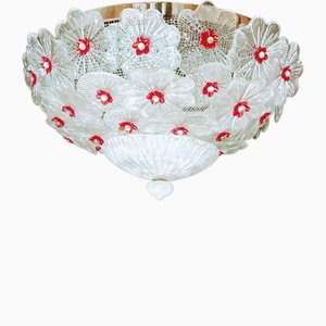 Vintage Clear and Red Ceiling Light