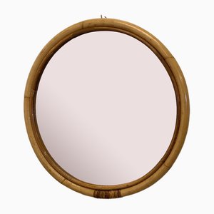 Miroir Rond en Bambou, 1970s