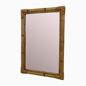 Espejo rectangular de bambú, años 70