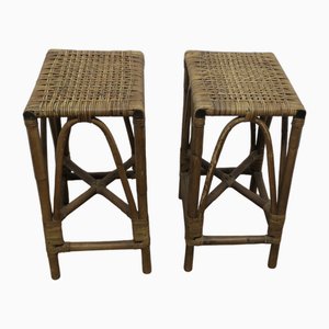 Hohe Hocker aus Bambus, 1960er, 2er Set