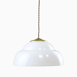 Mid-Century Italian Brass and Acrylic Glass Pendant Lamp
