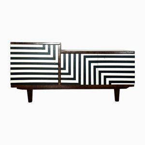 Vintage Two Levels Cabinet with Op Art Motif, Poland, 1950s