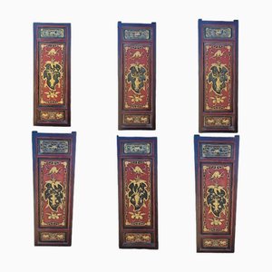Chinese Polychrome Wood Carvings, Set of 6