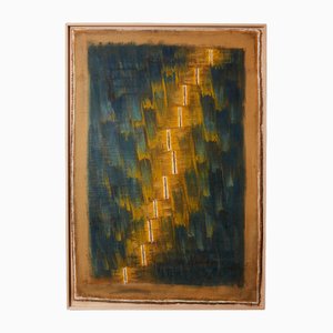 Danil Panagopoulos, Composition, 1989, Large Oil on Jute, Framed