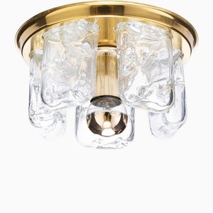 Ceiling Light in Brass with Hand-Blown Glass Elements from Doria Leuchten, Germany, 1970s
