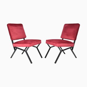 Italian Velvet Chairs, 1950s, Set of 2