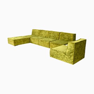 Green Velvet Sectional Sofa from in the style of COR, 1970s, Set of 6