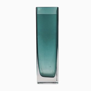 Vase Rectangulaire Turquoise en Verre par Gunnar Ander pour Lindshammar