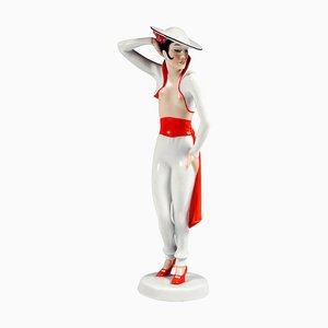 Statuetta Art Déco della ballerina Carmen di Wolfgang Schwartzkopff per Rosenthal, Spagna, 1934