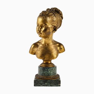 Houdon, Buste de Louise Brongniart, 19ème Siècle, Bronze Doré