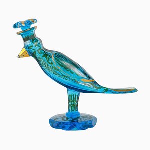 Bouteille Oiseau en Cristal Émaillé de Bohême, 19ème Siècle