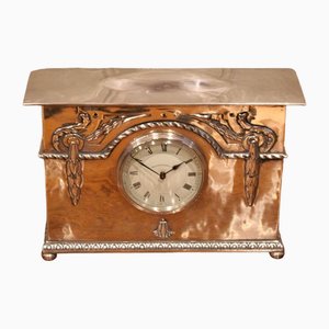 Arts & Crafts Silver-Plated Mantel Clock