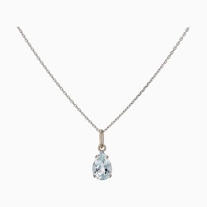 Modern 18 Karat White Gold Pendant Necklace with Aquamarine