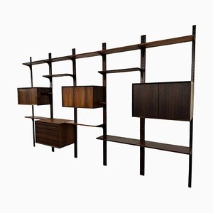 Mid-Century Suspended Wooden Wall Unit attributed to Poul Cadovius, Denmark, 1960s