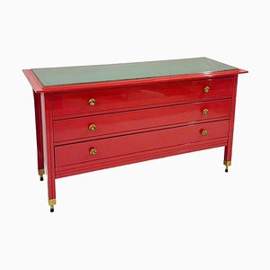 Mid-Century Red Chest of Drawers attributed to Carlo di Carli, Italy, 1970s