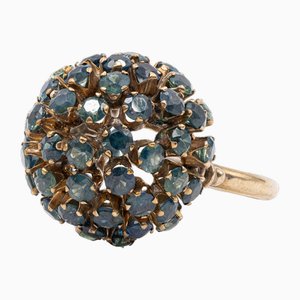 10 Karat Yellow Gold Ring with Sapphires, 1970s