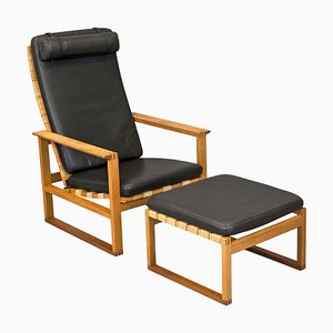 Model 2254 Lounge Chair and 2248 Ottoman attributed to Børge Mogensen from Fredericia, 1956, Set of 2