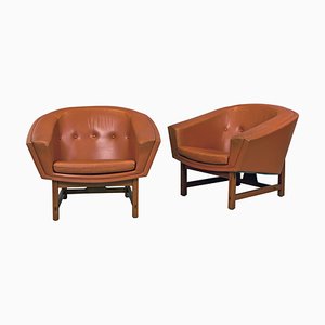 Fauteuils Corona Mid-Century en Cuir par Lennart Bender, 1960s, Set de 2