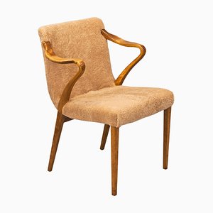 Model 1522 Chair in Stained Birch and Sheepskin by Axel Larsson for Bodafors, 1930s