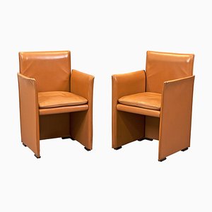 Leather Model 401 Break Armchairs for Cassina attributed to Mario Bellini, 1980s, Set of 2