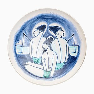 Hand Painted Ceramic Plate by Mette Doller, 1950s