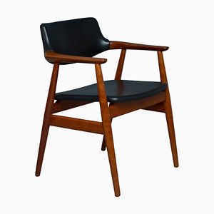 Mid-Century Modern Teak and Faux Leather GM11 Armchair by Svend Åge Eriksen for Glostrup, 1960s